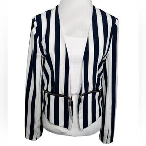 Love Tree Navy White Stripes Open Blazer Size Large